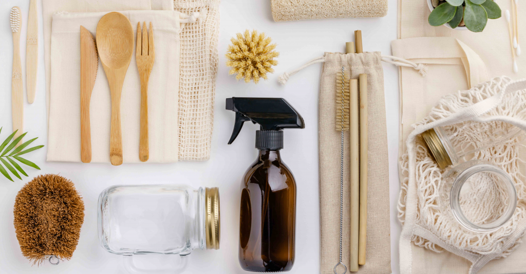 a photo containing all the recycled kitchen material for zero-waste living