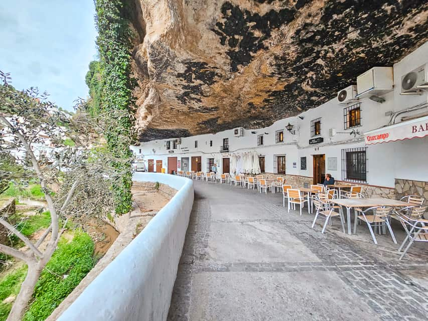 a restaurant under the rocks in Spain