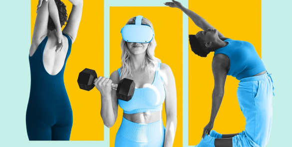 a graphic of women working out and depicting the latest trends in health and fitness